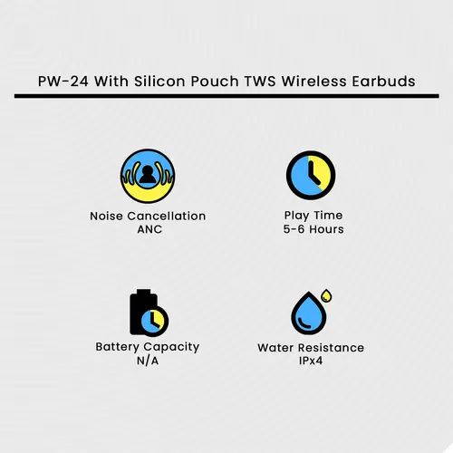PW-24 with silicon pouch TWS wireless earbuds